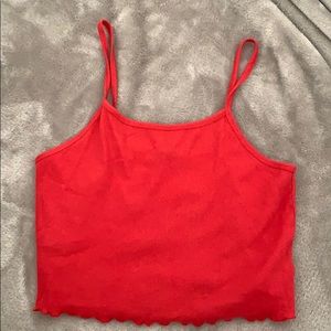 Red cropped tank top